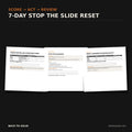 Back to Solid 7-Day Stop the Slide Reset — five-pillar score, Day 1 action page, and Day 7 evidence review