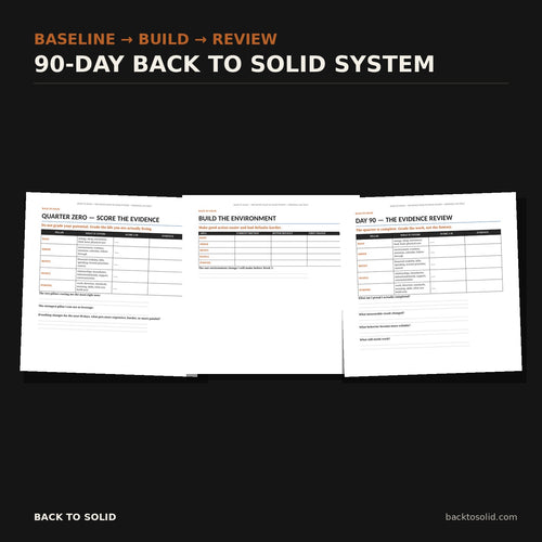 Back to Solid 90-Day System — Quarter Zero baseline, implementation worksheet, and Day 90 evidence review